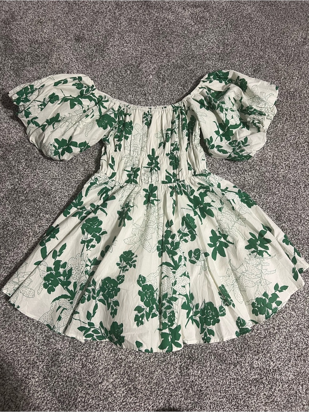 Green Floral Off-Shoulder Casual Dress